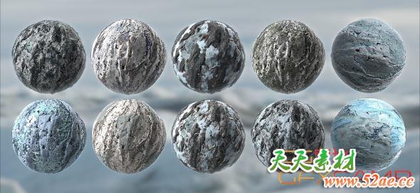 冬天冰川雪地贴图材质 Artstation – Winter Snow Ice Glacier Seamless PBR Texture Material Pack Bundle-天天素材网