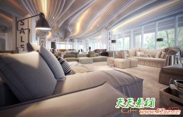 客厅沙发3D模型 Evermotion – Archmodels Vol. 167 (3DS MAX格式)-天天素材网