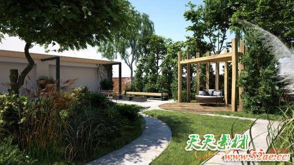 现代花园场景3D模型 Evermotion – Archmodels Vol.248 (3DS MAX格式)-天天素材网