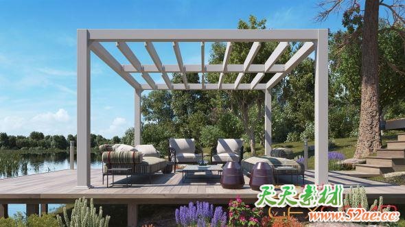 户外露台沙发椅子3D模型 Evermotion – Archmodels Vol.256 (3DS MAX格式)-天天素材网