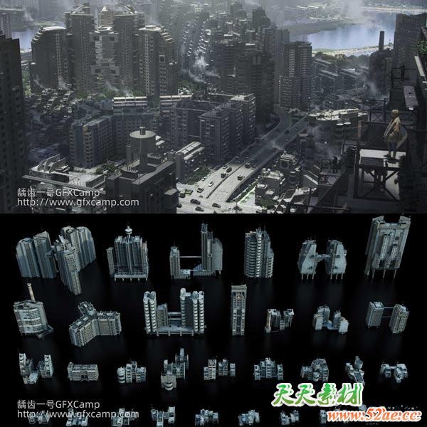 工业街道城市楼房建筑3D模型 C4D/MAX/FBX/OBJ/Maya/Blender/Houdini/Unity/Unreal等-天天素材网