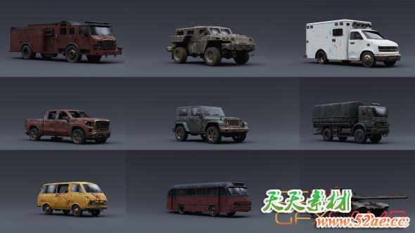 汽车交通工具3D模型 Artstation – Apocalypse Vehicles (Blender/FBX/OBJ格式)-天天素材网