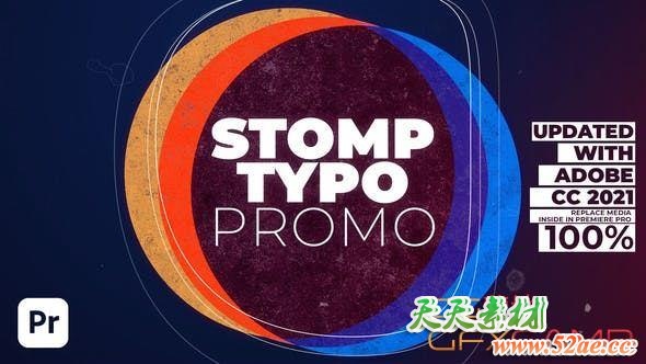AE模板+PR预设-图形文字标题快闪片头 Stomp Typo Promo for Premiere Pro-天天素材网