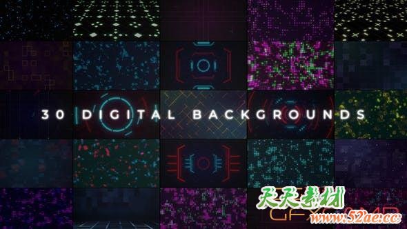 AE模板+PR预设-科技感背景元素动画 Digital Backgrounds-天天素材网