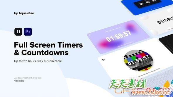 PR预设-全屏计时倒计时动画 Full Screen Timers & Countdowns-天天素材网
