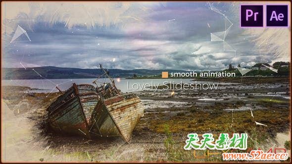 AE模板+PR预设-水墨遮罩视差图片展示片头 Cinematic Parallax Opener-天天素材网