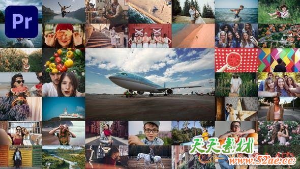 PR预设-图片视频文字照片墙展示片头 Mosaic Slideshow-天天素材网