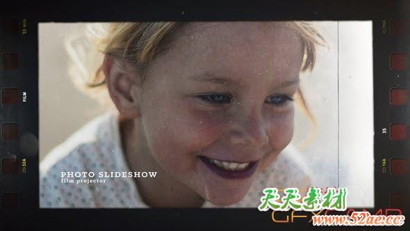 AE+PR模板-放映机胶卷回忆照片相册片头 Photo Slideshow Film Projector-天天素材网
