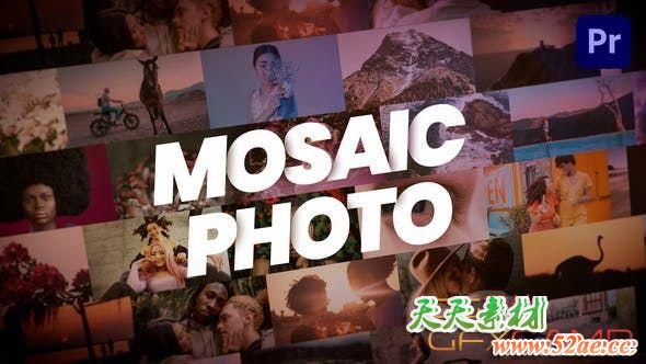 PR预设-视频照片墙展示片头 Mosaic Photo Reveal-天天素材网