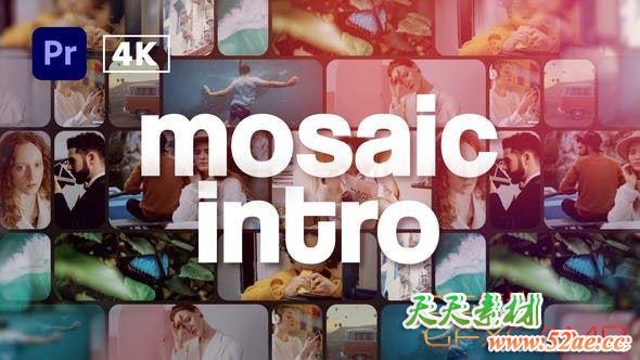 PR预设-照片墙拼贴展示片头 Mosaic Multi Photo Intro-天天素材网