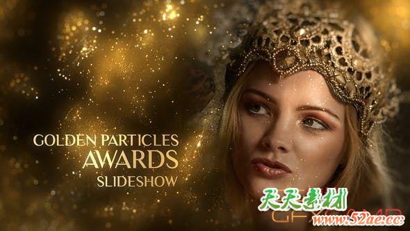 AE模板+PR模板-金色粒子颁奖典礼人物介绍包装片头 Golden Particles Awards Slideshow-天天素材网