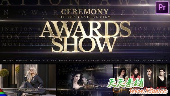 PR预设-大气颁奖典礼人物介绍晚会包装片头 Awards Pack-天天素材网