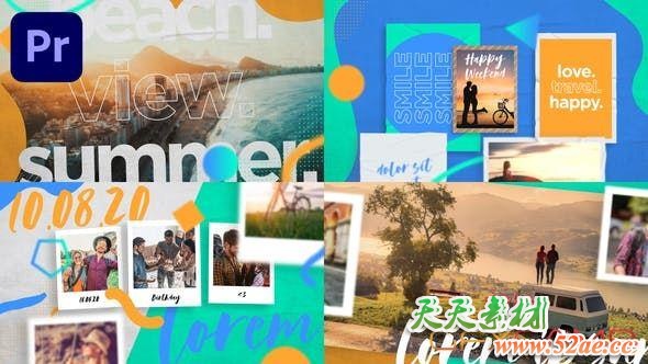 PR预设-夏天旅游照片相册展示片头 Summer Slideshow-天天素材网
