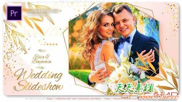 PR预设-优雅照片相册婚礼视频包装片头 Brilliant Wedding Romantic Slides-天天素材网
