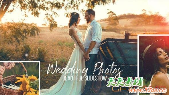 AE模板+PR预设-浪漫美好婚礼照片相册片头 Wedding Photos – Beautiful Slideshow-天天素材网