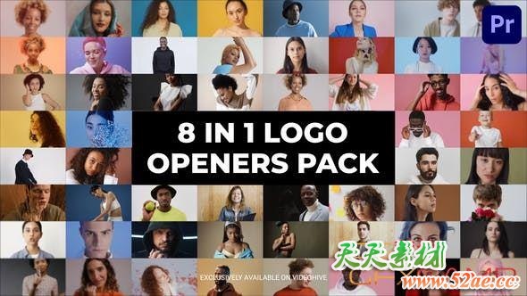 PR预设-视频照片墙Logo动画 Multi Screen Mosaic Logo Openers-天天素材网