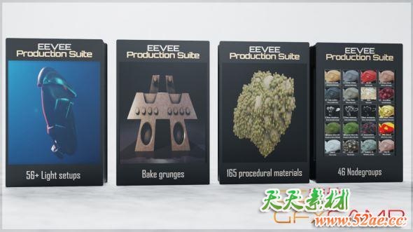 Blender EEVEE场景灯光材质节点预设 Eevee Production Suite-天天素材网