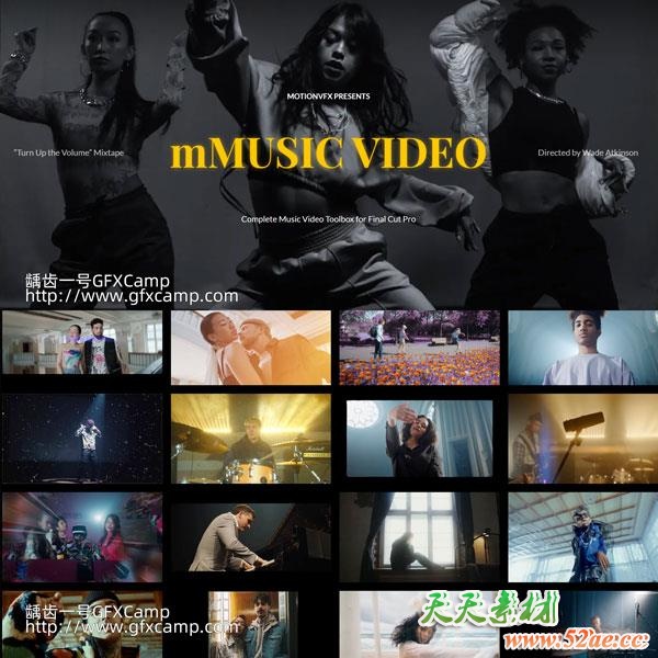 FCPX插件-音乐MV短视频转场特效文字标题字幕光晕镜头运动预设 mMusic Video-天天素材网