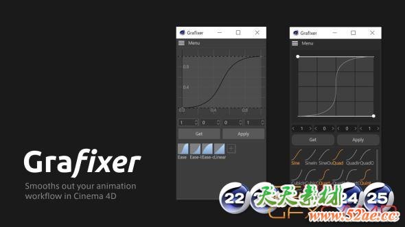 C4D动画关键帧曲线预设插件 Grafixer v2.0.0 For Cinema 4D R22-R26-天天素材网