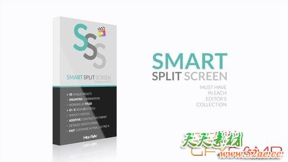 FCPX插件-分屏图片视频入场遮罩展示动画 Smart Split Screen-天天素材网
