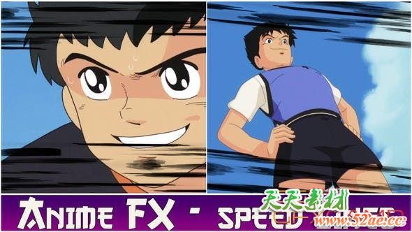 AE模板-卡通动漫速度线动画 Anime FX – Speed Lines-天天素材网