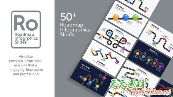 AE模板-信息数据路线步骤图动画 Roadmap Infographic Slides-天天素材网