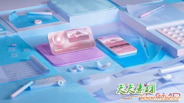 AE模板-三维场景手机音乐可视化片头 Music Visualizations Pack-天天素材网