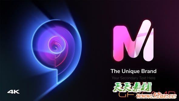 AE模板-光线描边Logo动画 Minimal Light Logo Reveal-天天素材网