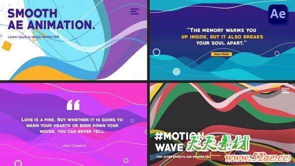 AE模板-波浪线条背景文字标题动画 Wave-like Slides Quote titles-天天素材网