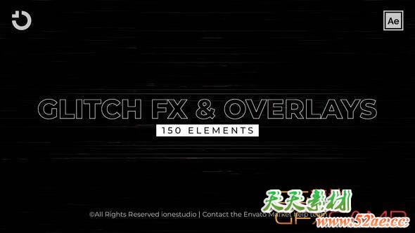 AE模板-150组信号损坏毛刺特效叠加 150+ Glitch FX&Overlays-天天素材网