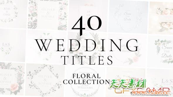 AE模板-40组婚礼文字标题动画 Wedding Titles-天天素材网