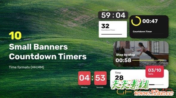 AE模板-时间倒计时横幅动画 Small Banners Countdown Timers-天天素材网