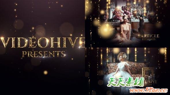 AE模板-金色粒子帘幕颁奖典礼片头 Awards Opener-天天素材网