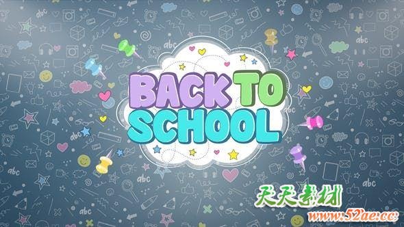 AE模板-卡通儿童小孩学校包装片头 4K Back To School Opener-天天素材网