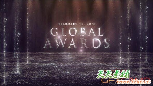 AE模板-粒子上升飘动背景颁奖典礼片头 Global Awards Ceremony Titles-天天素材网