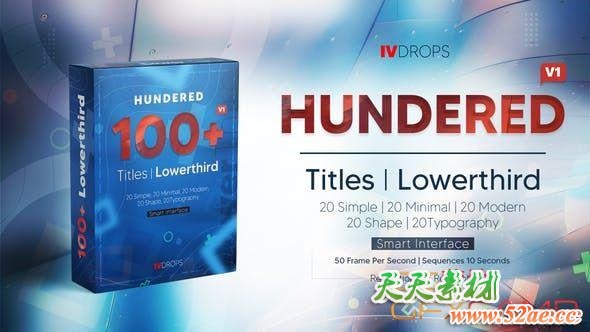 AE模板-100组现代时尚人名字幕条动画 HUNDERED Titles Lowerthird-天天素材网