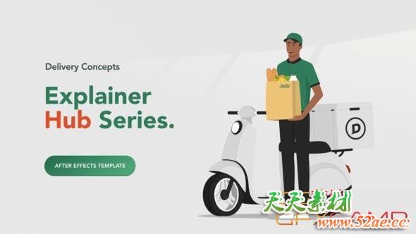 AE模板-快递物流解说MG动画片头 Explainer Hub – Delivery Concepts-天天素材网