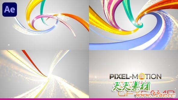 AE模板-螺旋环绕粒子线条Logo动画 Ribbons Logo-天天素材网