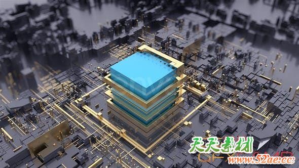 AE模板-三维科技感方块Logo动画 Tech Qube Logo Reveal-天天素材网