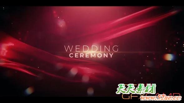 AE模板-唯美绸带婚礼照片展示片头 Wedding Ceremony Titles-天天素材网