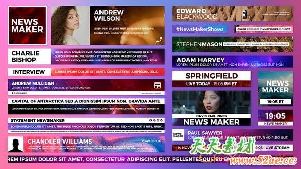 AE模板-新闻人名字幕条文字标题动画 News Maker – Lower Thirds-天天素材网