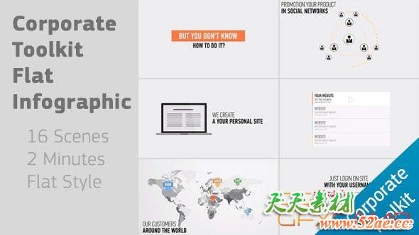 AE模板-扁平化商务企业公司数据信息展示片头 Corporate Toolkit Flat Infographic-天天素材网