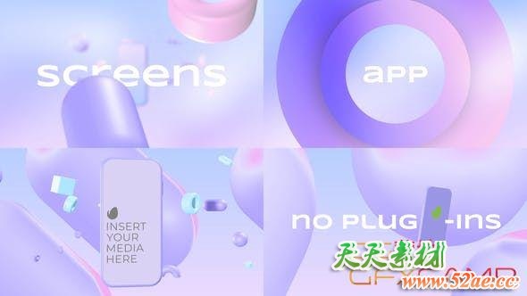 AE模板-时尚三维手机APP动画展示片头 3D Modern App Promo-天天素材网
