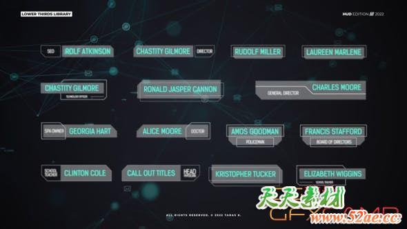 AE模板-科技感人名字幕条动画 Lower Thirds HUD-天天素材网