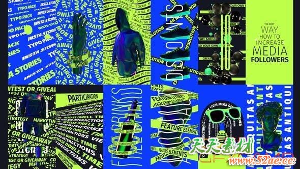 AE模板-创意竖屏文字包装动画 Stories Giveaway Typo 12-in Pack-天天素材网