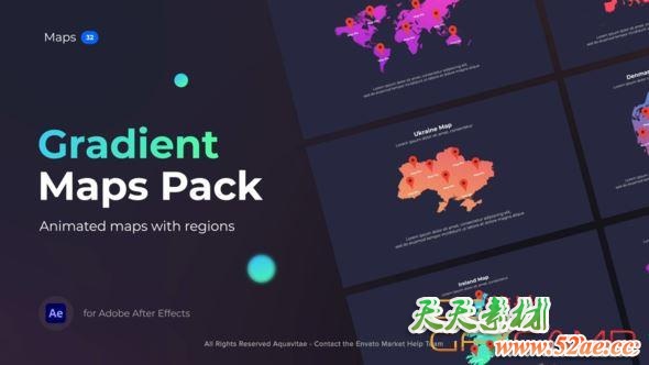 AE模板-渐变地图标记动画 Gradient Maps-天天素材网