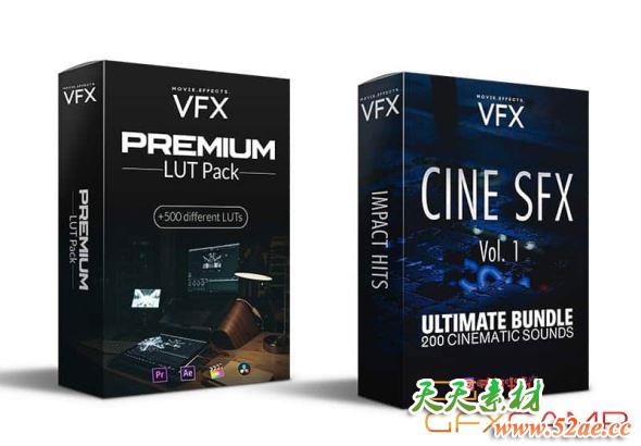 300个音效素材+500组LUTs调色预设 CINE SFX Vol. 1 Ultimate Bundle & Premium LUT Pack-天天素材网
