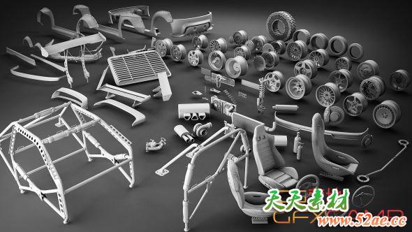 汽车零部件3D模型 Artstation – Tune Your Car Kit (FBX+MAX格式)-天天素材网