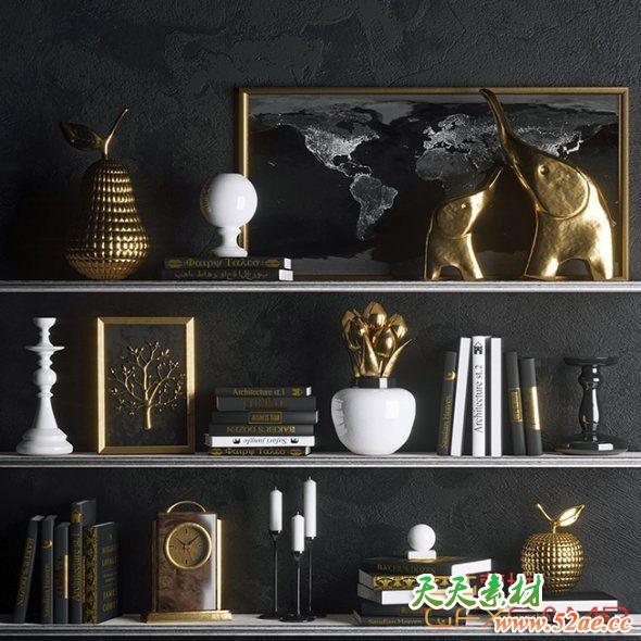 室内摆件物品3D模型 Strict in Gold 3D Model (MAX/3DS/FBX/OBJ/C4D/LWO格式)-天天素材网