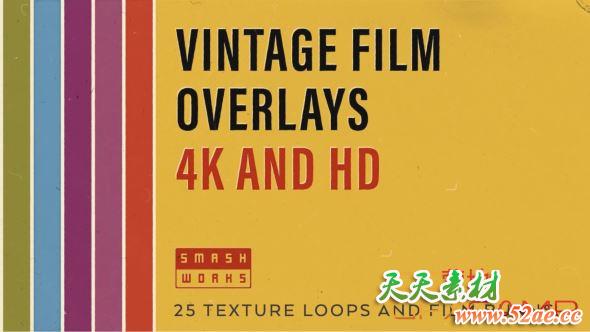 复古胶片划痕噪点叠加视频素材 Smashwork Vintage Film Overlays 4K & HD-天天素材网